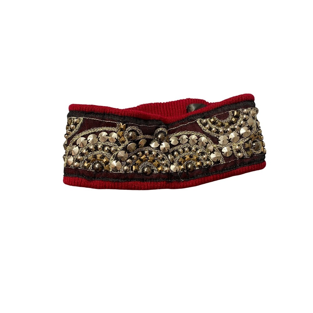 Something Special LA Red Knit Embellished Headband Ear Warmer Studded Sequin